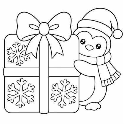 Dibujo de regalo con copos para colorear