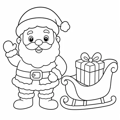 Dibujo de papá noel con trineo para colorear