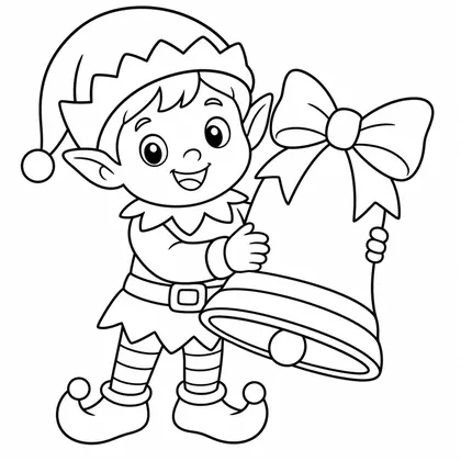 Dibujo de elfo con campana para colorear