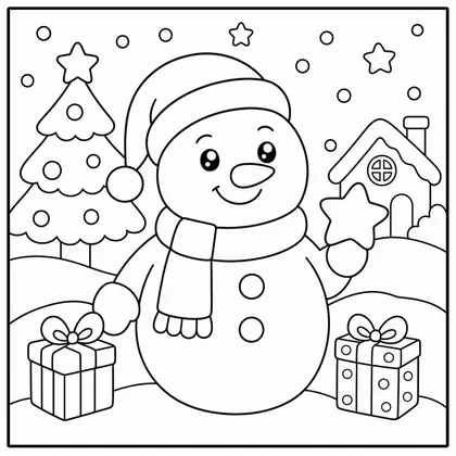 Dibujo de muñeco de nieve con bufanda para colorear