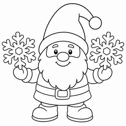 Dibujo de gnomo con copos para colorear