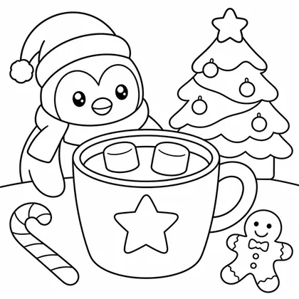 Dibujo de taza con estrella para colorear