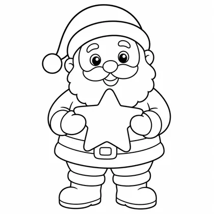 Dibujo de papá noel con estrella para colorear