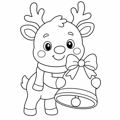 Dibujo de reno con cascabel para colorear
