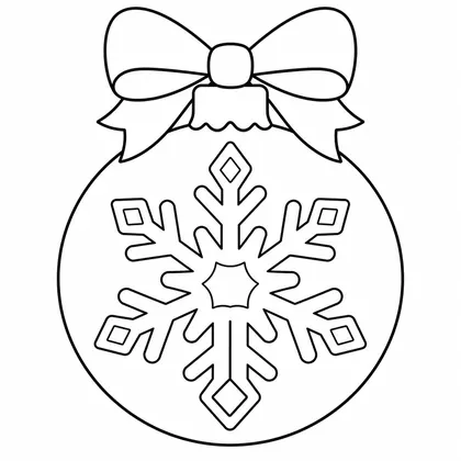 Dibujo de bola de navidad con copo para colorear