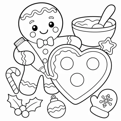 Dibujo de muñeco de jengibre decorando galleta para colorear