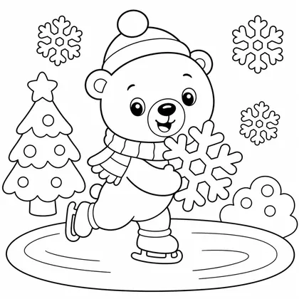 Dibujo de oso polar patinando para colorear