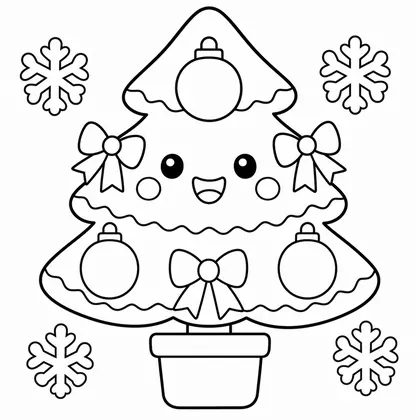 Dibujo de árbol de navidad sonriente para colorear