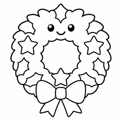 Dibujo de corona de navidad con estrellas para colorear