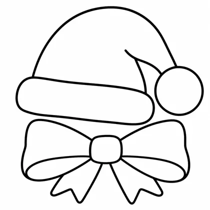 Dibujo de gorro de papá noel con lazo para colorear