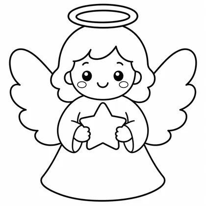 Dibujo de ángel con estrella para colorear