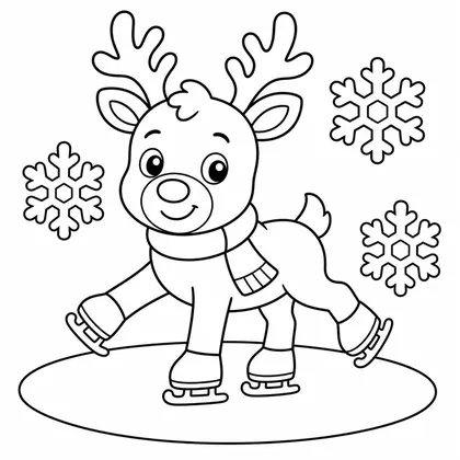 Dibujo de reno con patín de hielo para colorear