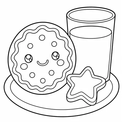 Dibujo de galleta de navidad con leche para colorear