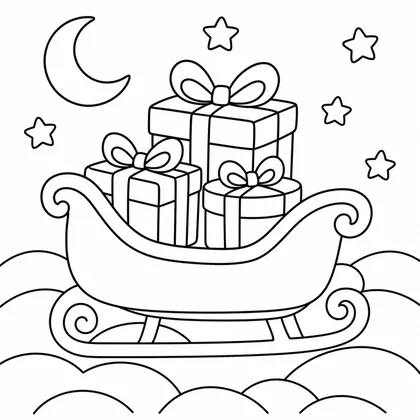 Dibujo de trineo con paquetes para colorear