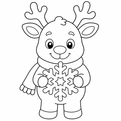 Dibujo de reno con bufanda para colorear