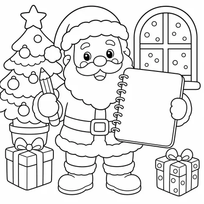 Dibujo de papá noel con libreta para colorear