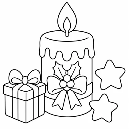 Dibujo de vela con regalo para colorear