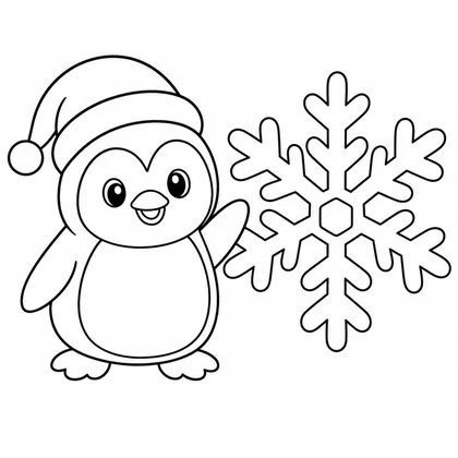 Dibujo de pingüino con gorro para colorear
