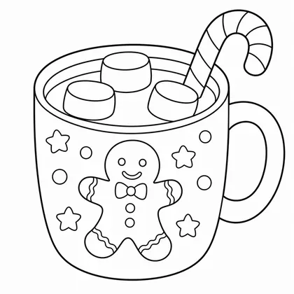 Dibujo de taza de chocolate con malvaviscos para colorear