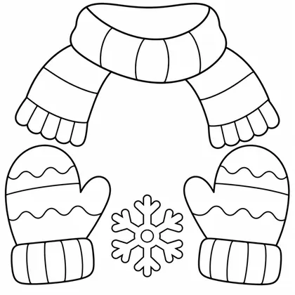 Dibujo de bufanda y guantes navideños para colorear