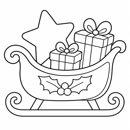 Dibujo de trineo con estrella para colorear
