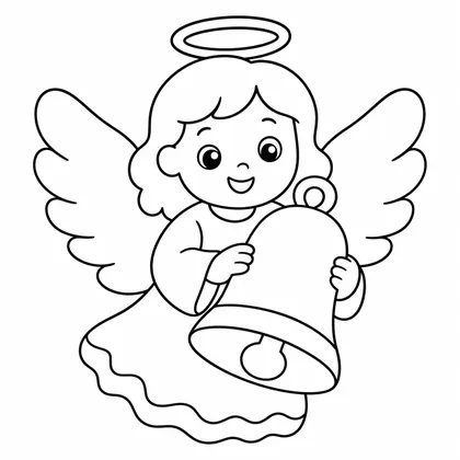 Dibujo de angel con campana para colorear