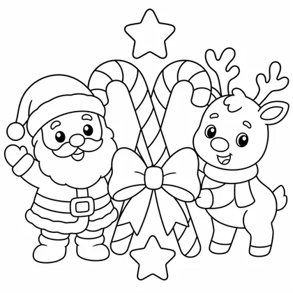 Dibujo de baston de caramelo con lazo para colorear