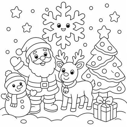 Dibujo de copo de nieve sonriente para colorear