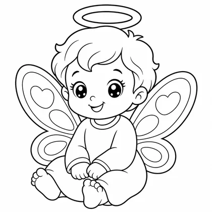 Dibujo de dos ángeles en una nube para colorear