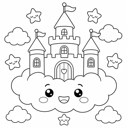 Dibujo de castillo de nube para colorear