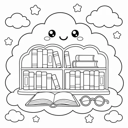 Dibujo de biblioteca de nube para colorear