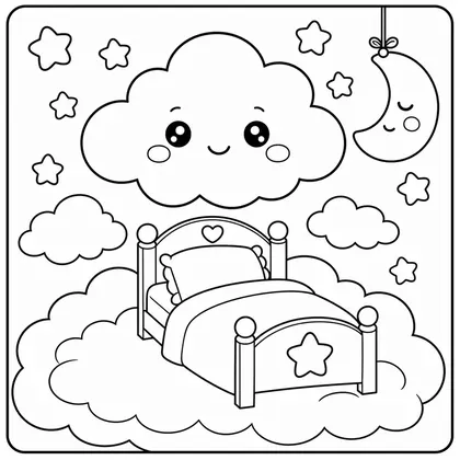 Dibujo de dormitorio de nube para colorear