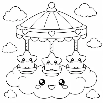 Dibujo de tiovivo de nube para colorear