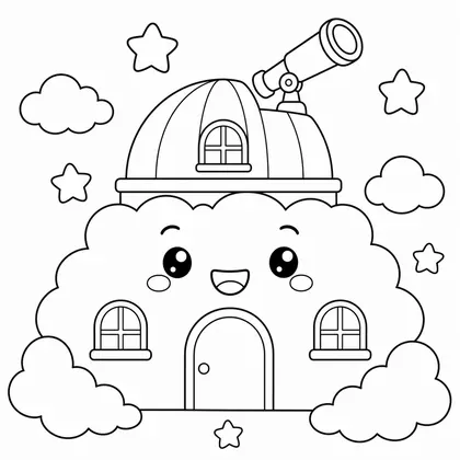 Dibujo de observatorio de nube para colorear