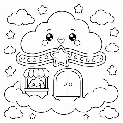 Dibujo de cine de nube para colorear