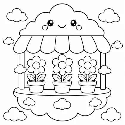 Dibujo de floristeria de nube para colorear