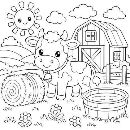Cow with a bell coloring page