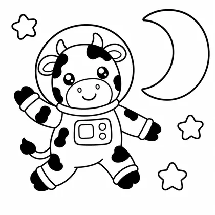 Dibujo de vaca astronauta para colorear