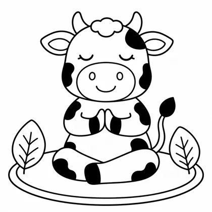 Dibujo de vaca haciendo yoga para colorear