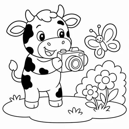 Dibujo de vaca con cámara para colorear