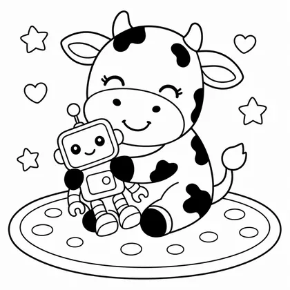 Dibujo de vaca con robot para colorear
