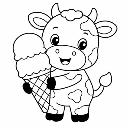 Dibujo de vaca con helado para colorear