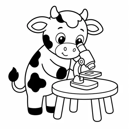 Dibujo de vaca con microscopio para colorear