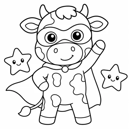 Dibujo de vaca superhéroe para colorear
