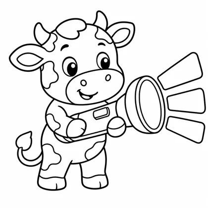Dibujo de vaca con linterna para colorear