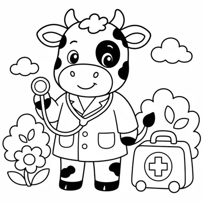 Dibujo de vaca doctora para colorear