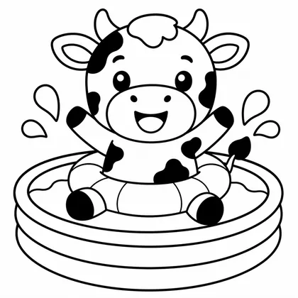 Dibujo de vaca en piscina para colorear