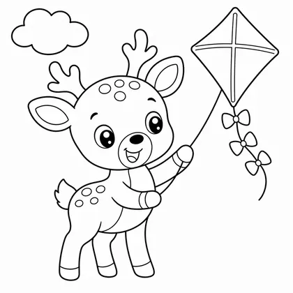 Deer with a kite coloring page