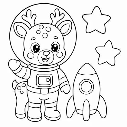 Dibujo de ciervo astronauta para colorear