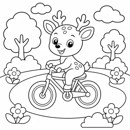 Dibujo de ciervo en bicicleta para colorear